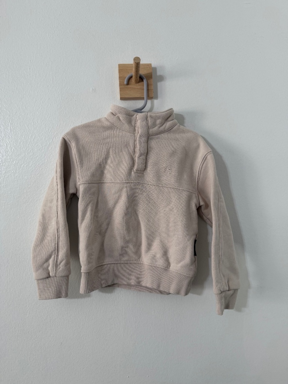Little Bipsy Mock Neck Snap Pullover Cream Beige 3T Boys Preppy